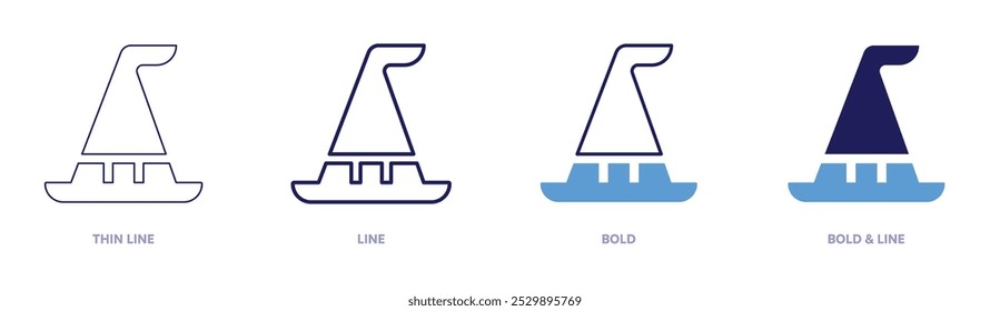 Witch icon in 4 different styles. Thin Line, Line, Bold, and Bold Line. Duotone style. Editable stroke.