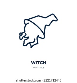 witch icon from fairy tale collection. Thin linear witch, magic, moon outline icon isolated on white background. Line vector witch sign, symbol for web and mobile