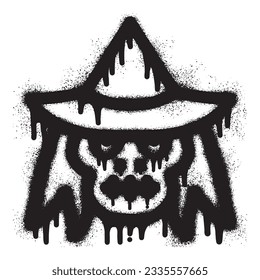 Witch icon graffiti with black spray paint