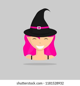 Witch icon, Halloween avatar, design template, app person symbol, vector illustration