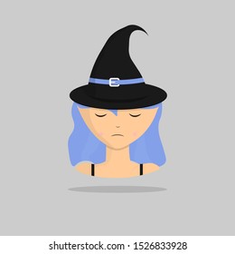 Witch icon, Halloween avatar, design template, person symbol, vector illustration