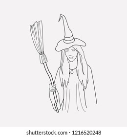 Witch icon line element. Vector illustration of witch icon line isolated on clean background for your web mobile app logo design.