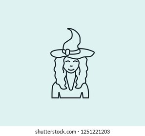 Witch icon line isolated on clean background. Witch icon concept drawing icon line in modern style. Vector illustration for your web mobile logo app UI design.