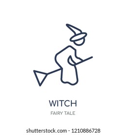 Witch icon. Witch linear symbol design from Fairy tale collection. Simple outline element vector illustration on white background.