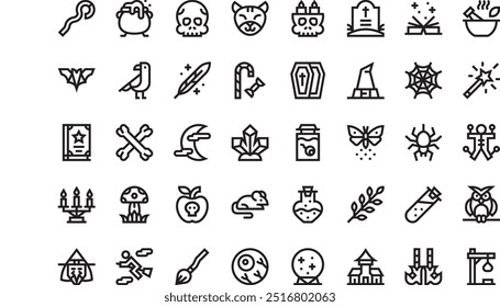 Hexensymbole Hochwertige Vektorsymbol-Kollektion mit bearbeitbarem Strich. Ideal für professionelle und kreative Projekte.