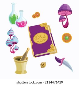 Witch icons set. Cartoon set of witch vector icons for web design
