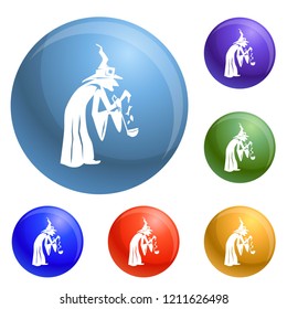 Witch icons set vector 6 color isolated on white background