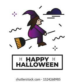 Witch illustration - Happy halloween icon	