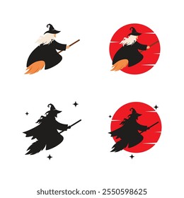 Witch illustration icon flat design
