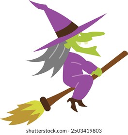 Witch Illustration and Icon for Halloween and Magic-Themed Designs