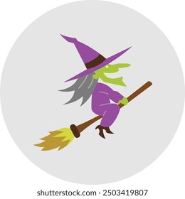 Witch Illustration and Icon for Halloween and Magic-Themed Designs