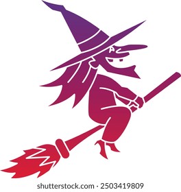 Witch Illustration and Icon for Halloween and Magic-Themed Designs