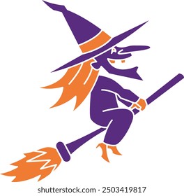 Witch Illustration and Icon for Halloween and Magic-Themed Designs