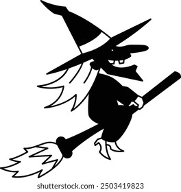 Witch Illustration and Icon for Halloween and Magic-Themed Designs