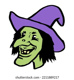 Witch Illustration icon vector design template and illustration with editable stroke and fill