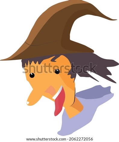 Witch image, with hat and showing tounge