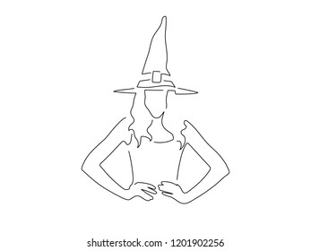 Witch isolated line drawing, vector illustration design. Halloween collection.