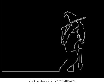 Witch isolated line drawing, vector illustration design. Halloween collection.
