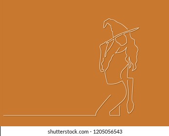 Witch isolated line drawing, vector illustration design. Halloween collection.