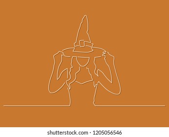 Witch isolated line drawing, vector illustration design. Halloween collection.