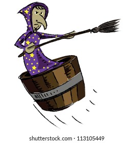 Witch isolated on white background. Hand drawing sketch vector illustration