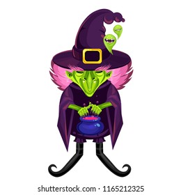 Witch isolated vector illustration. Can use for party invitation, greeting card, banner, web, kids zone.