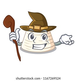 Witch italian ricotta cheese on mascot cartoon