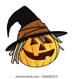 witch jack o' lantern - Halloween vector illustration