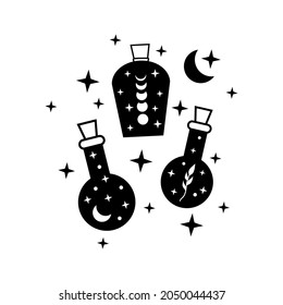witch jar with moon and stars