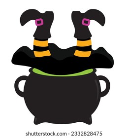 Witch jumps into the megicial pot with green poison inside.