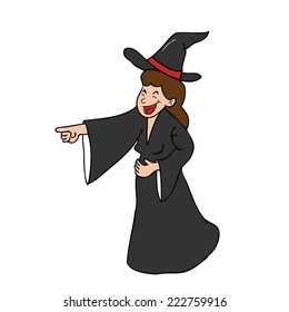 Witch laughing pointing cartoon vector