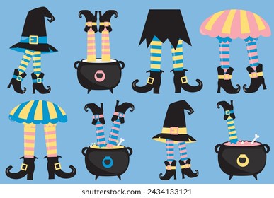 Hexenbeine und Kessel Halloween Illustration Set