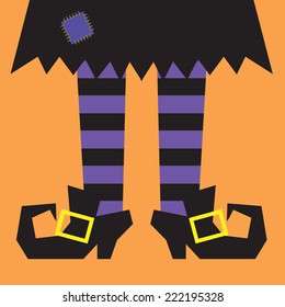 Witch legs with orange stripes, vector illustration