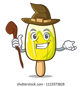 Witch lemon ice cream mascot cartoon