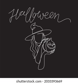 Witch line drawing Halloween holiday