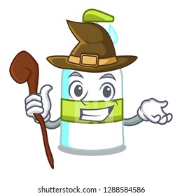 Witch liquid soap isolated with on mascot
