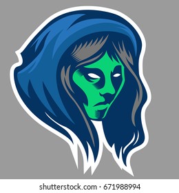 the witch logo mascot, sport team, sticker print