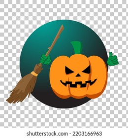 witch look halloween pumpkin vector