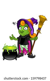 Witch - Looking Unsure With Cauldron