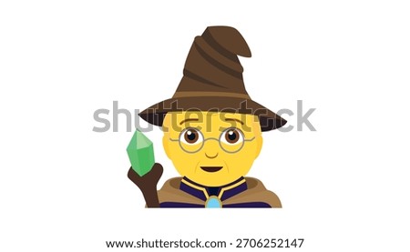 witch mage wizard emoji symbol sign icon vector illustration isolated flat	