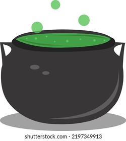 Witch magic cauldron flat vector illustration. Cute witch magic cauldron cartoon vector illustration for graphic design and decorative element
