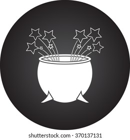 Witch magic cauldron simple icon on colorful background