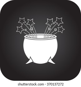 Witch magic cauldron simple icon on colorful background