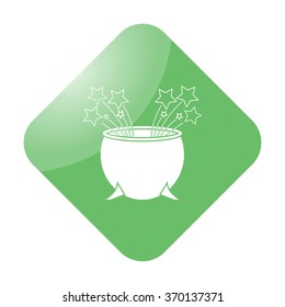Witch magic cauldron simple icon on colorful background