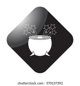 Witch magic cauldron simple icon on colorful background