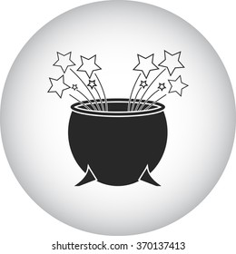Witch magic cauldron simple icon on colorful background