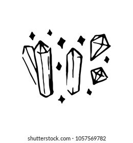 Witch and magic crystal item illustration