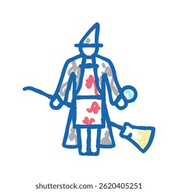 bruxa mágico ícone doodle esboço vetor. bruxa sinal mágico. símbolo isolado ilustração