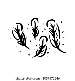Witch and magic feather item illustration