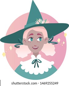 Witch magic girl with green hat